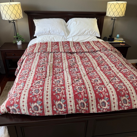 Ralph Lauren Cassie French Country Stripe King Size Comforter Red Blue - Picture 1 of 8